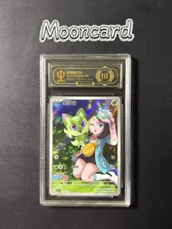 APH Black 10* Pokemon Chinese Sprigatito Full Art 2025 CBB1C 01 09/09 Gem 1 - Image 1