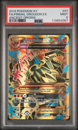 2015 POKEMON XY ANCIENT ORIGINS #97 FULL ART/PRIMAL GROUDON EX PSA 9 - Image 1