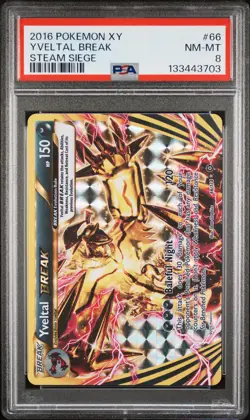 2016 POKEMON XY STEAM SIEGE #66 YVELTAL BREAK PSA 8 - Image 1