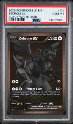 2025 POKEMON BLK EN-BLACK BOLT BLACK WHITE RARE #172 ZEKROM EX PSA 10 - Image 1