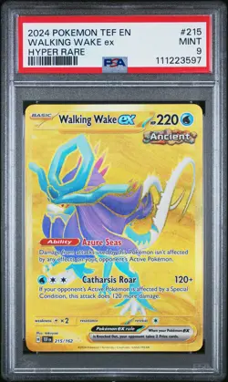 2024 POKEMON TEF EN-TEMPORAL FORCES HYPER RARE #215 WALKING WAKE EX PSA 9 - Image 1