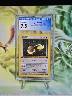 Eevee 55/82 Team Rocket - 1st Ed. Pokemon CGC 7.5 Near Mint+ TCG - Image 1