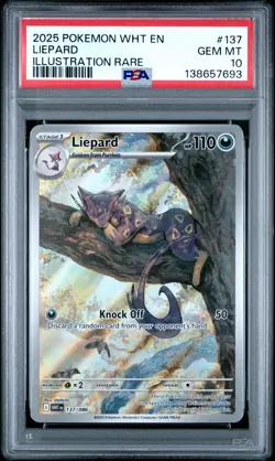 2025 POKEMON WHT EN-WHITE FLARE ILLUSTRATION RARE #137 LIEPARD PSA 10 - Image 1