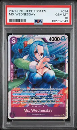 2024 ONE PIECE EB01-EXTRA BOOSTER MEMORIAL COLLECTION #034 MS. WEDNESDAY PSA 10 - Image 1