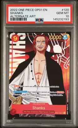 2022 ONE PIECE OP01-ROMANCE DAWN ALTERNATE ART #120 SHANKS PSA 10 - Image 1