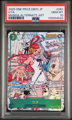 2025 ONE PIECE JPN EB03-ONE PIECE HEROINES EDITION MANGA ALT ART #061 UTA PSA 10 - Image 1