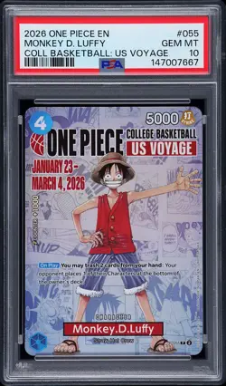2026 ONE PIECE PROMOS COLLEGE BASKETBALL: US VOYAGE MONKEY D. LUFFY PSA 10 - Image 1