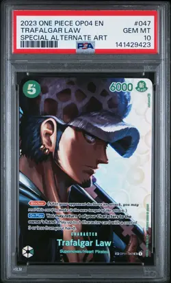 2023 ONE PIECE KINGDOMS OF INTRIGUE SPECIAL ALT ART #047 TRAFALGAR LAW PSA 10 - Image 1