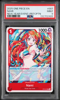 2025 ONE PIECE PROMOS NEW YEAR EVENT-PARTICIPATION #007 NAMI PSA 9 - Image 1