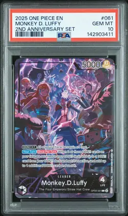 2025 ONE PIECE ENGLISH VERSION 2ND ANNIVERSARY SET #061 MONKEY D. LUFFY PSA 10 - Image 1