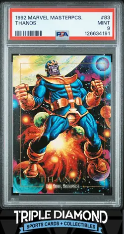 1992 Marvel Masterpieces #83 Thanos PSA 9 Mint i432 - Image 1