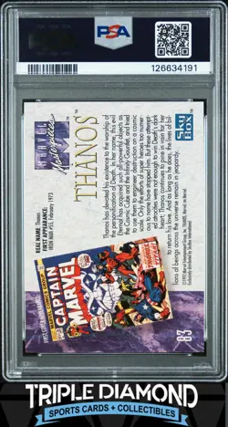 1992 Marvel Masterpieces #83 Thanos PSA 9 Mint i432 - Image 2