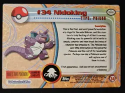 Nidoking #34 Topps Black Label TV Animation Edition Non Holo Pokemon TCG 1999 MP - Image 2