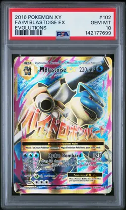 2016 POKEMON XY EVOLUTIONS #102 FULL ART/M BLASTOISE EX PSA 10 - Image 1