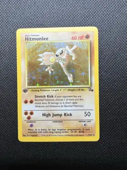 Hitmonlee 1st Edition Fossil Holo Rare 7/62 1999 Pokemon TCG NM/LP - Image 3