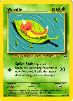 Pokemon TCG Weedle 70/75 Neo Discovery Common Unlimited VLP - Image 1