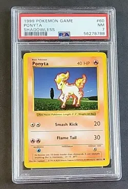 Ponyta 1999 Pokemon Game Base Set "Shadowless" #60 PSA 7 - Image 1