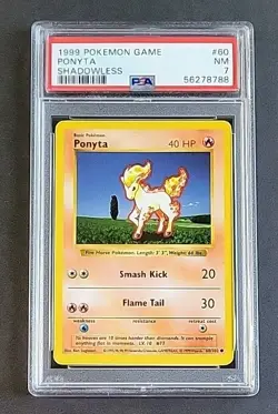 Ponyta 1999 Pokemon Game Base Set "Shadowless" #60 PSA 7 - Image 2
