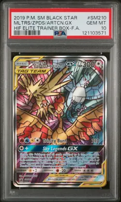 2019 POKEMON SM BLACK STAR PROMO FULL ART/MOLTRES & ZAPDOS & ARTICUNO GX PSA 10 - Image 1
