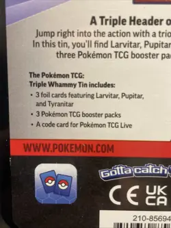 Pokemon TCG Tyranitar Triple Whammy Collectors Tin New/Sealed 3 Booster Packs - Image 3