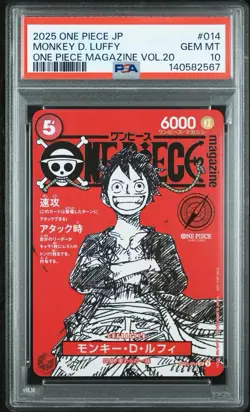 PSA 10 Monkey.D.Luffy ST21-014 One Piece Magazine Vol.20 Promo Japanese - Image 1