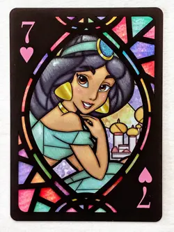 Disney JASMINE Stained Glass 7 of Hearts Playing Card w/Top Loader NM-MT ! - Image 1