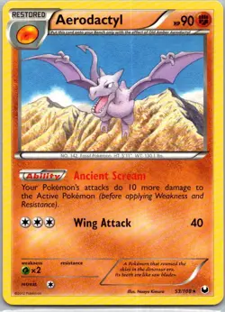 Pokemon TCG Aerodactyl 53/108 Dark Explorers LP - Image 1