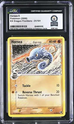 Pokemon CGC World Record Breaks - 2006 EX Dragon Frontier Horsea δ #31 (1 of 1) - Image 1