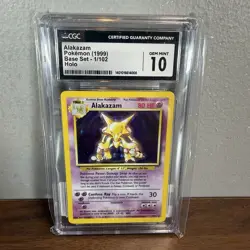 Alakazam 1999 Base Set 1/102 Holo Pokemon Card Unlimited CGC 10 Gem Mint Graded - Image 1