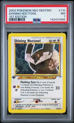 2002 POKEMON NEO DESTINY 1ST ED #110 SHINING NOCTOWL PSA 7 - Image 1