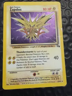 Zapdos 15/62 Holo Rare Pokemon 1999 Fossil - LP - Image 1