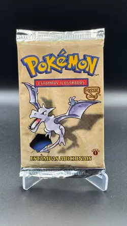 1999 Pokemon Portuguese Fossil Booster Pack 1st Edition Aerodactyl Art SEALED - Image 1
