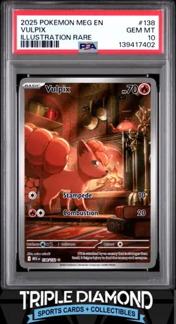 2025 Pokemon Mega Evolution #138/132 Vulpix Illustration Rare PSA 10 Gem MT i457 - Image 1