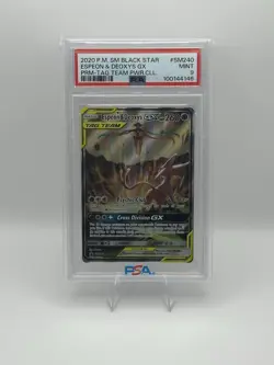 PSA 9 POKEMON ESPEON & DEOXYS GX TAG TEAM BLACK STAR PROMO - IN HAND - AS SHOWN - Image 1