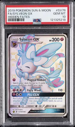 2019 POKEMON SUN & MOON HIDDEN FATES #SV76 FULL ART/SYLVEON GX PSA 10 - Image 1
