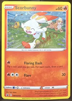 Pokemon Scorbunny (Cosmos Holo) SWSH244 SWSH: Sword & Shield Promo Card Swirl - Image 1