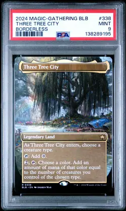 2024 MTG BLOOMBURROW BORDERLESS #338 THREE TREE CITY PSA 9 - Image 1