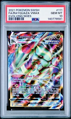 2021 POKEMON SWORD SHIELD EVOLVING SKIES FULL ART RAYQUAZA VMAX PSA 10 GEM MINT - Image 1