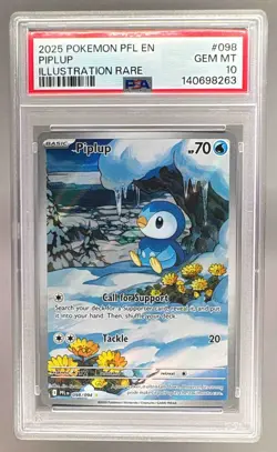 8263 Piplup 2025 Pokemon Phantasmal Flames #98 Illustration Rare PSA 10 - Image 1