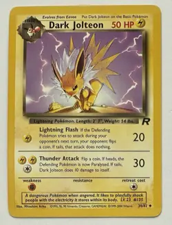 Dark Jolteon 38/82 Uncommon Team Rocket Unlimited 2000 Vintage Pokemon TCG LP - Image 1