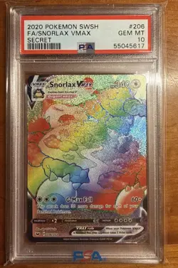 PSA 10 Snorlax VMAX #206 2020 Pokemon Sword & Shield Full art Secret - Image 1
