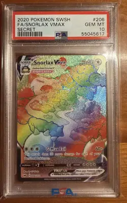 PSA 10 Snorlax VMAX #206 2020 Pokemon Sword & Shield Full art Secret - Image 3
