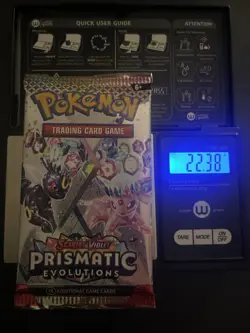 22.38g VERY HEAVY Prismatic Evolutions Pokemon Sealed Booster Pack New - Image 1