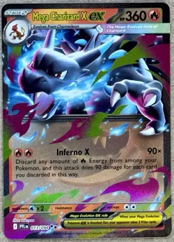 POKEMON TCG PHANTASMAL FLAMES MEGA CHARIZARD X EX DOUBLE RARE HOLO 013/094 NM+ - Image 1
