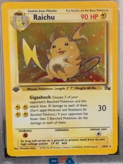 Pokemon TCG Raichu 14/62 1st Edition Fossil WoTC Holo PSA 8 NM-MT - Image 3