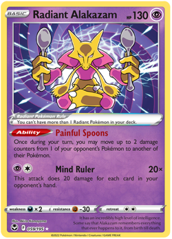 Radiant Alakazam (059/195) Holo Rare | Pokemon SWSH Silver Tempest | Near Mint - Image 1