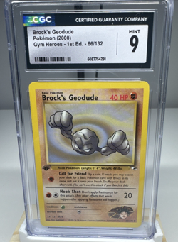 CGC 9 Brock’s Geodude 66/132 – 1st Edition Gym Heroes Vintage Pokemon Card - Image 1