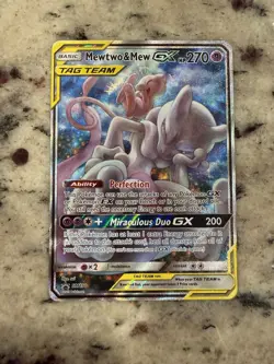 Pokemon Mewtwo & Mew GX TAG TEAM SM191 Promo Holo Card HP 270 Miraculous Duo GX - Image 1