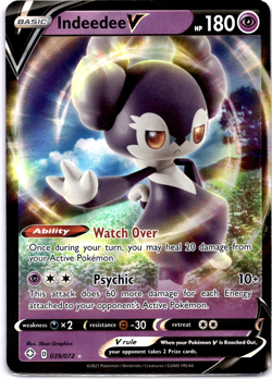 Pokemon TCG Indeedee V 039/072 Shining Fates Holo Ultra Rare Near Mint - Image 1