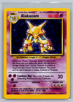 Pokemon Alakazam 1/102 WotC Base Set Unlimited Holo Rare MP - Image 1